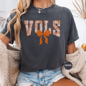 Comfort Colors® Tennessee Tee - Adult and Youth | Floral Orange & White with Coquette Bow | Gameday TN Shirt, Perfect TN Fan Gift for Her