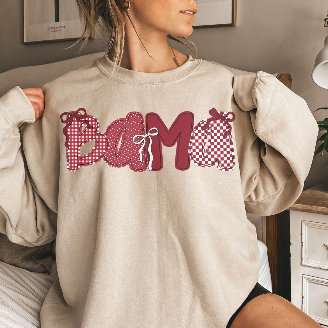Bama Bows White Corded Crew Sweatshirt