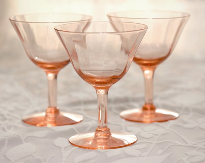 Pink Depression Glass Cocktail Glasses Etsy