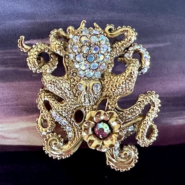 Vintage Kirks Folly Sparkling Octopus Brooch / Vintage Kirks Folly / Octopus Brooch/ GIFT IT!