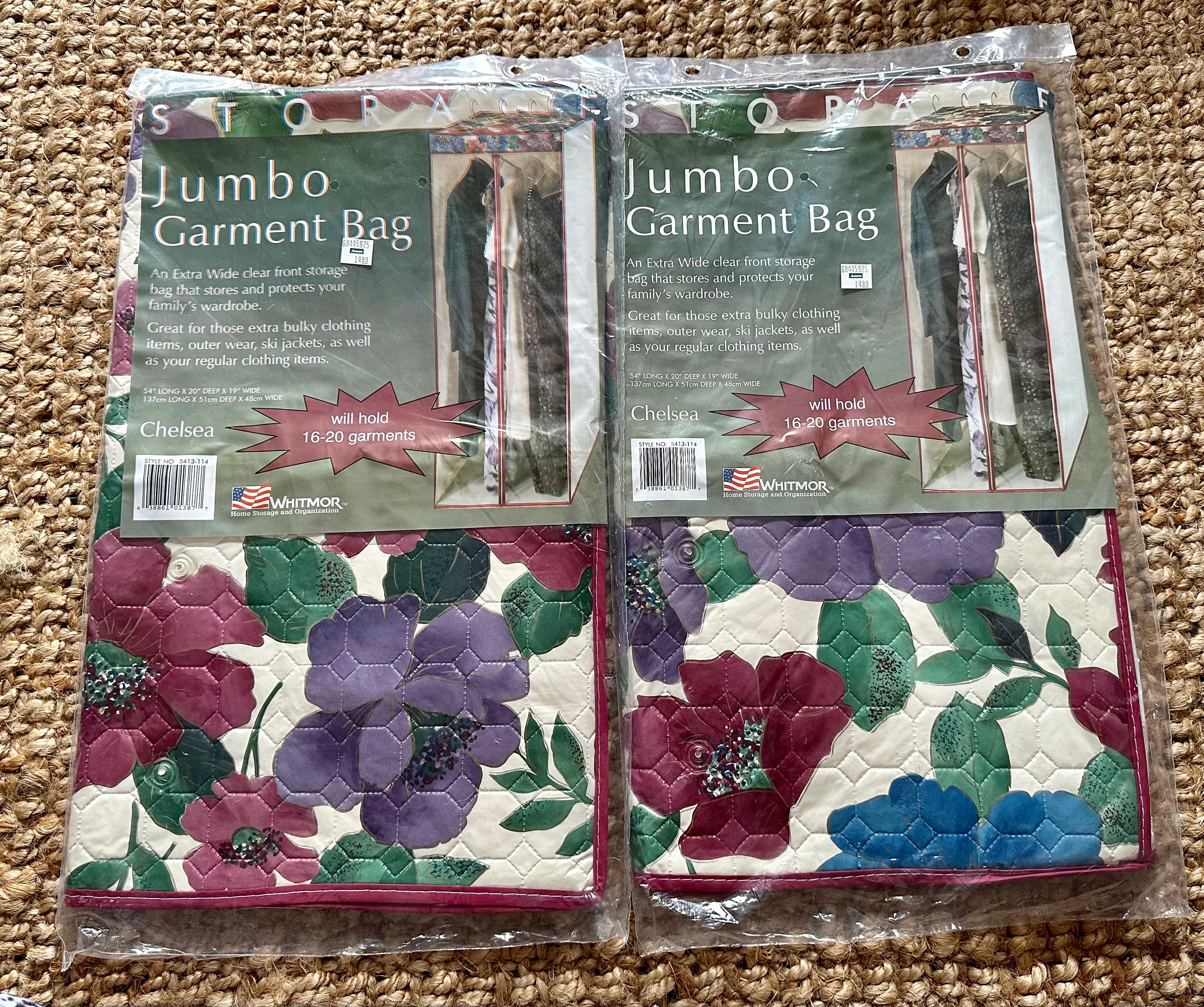 Vintage Jumbo Garment Bag NIP Whitmor Home Storage and Organization clear Front With Zipper metal Frame extra Wide Holds 16 to 20 Garments Etsy