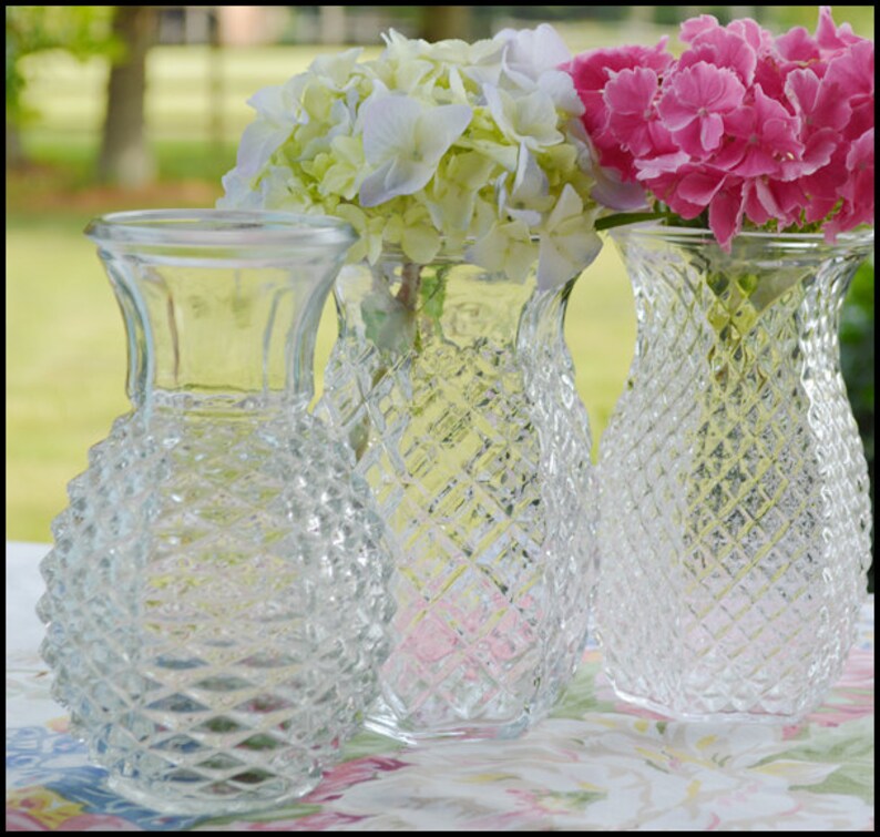 Vintage Clear Glass Wedding Vases / Sparkle and Shine / Etsy