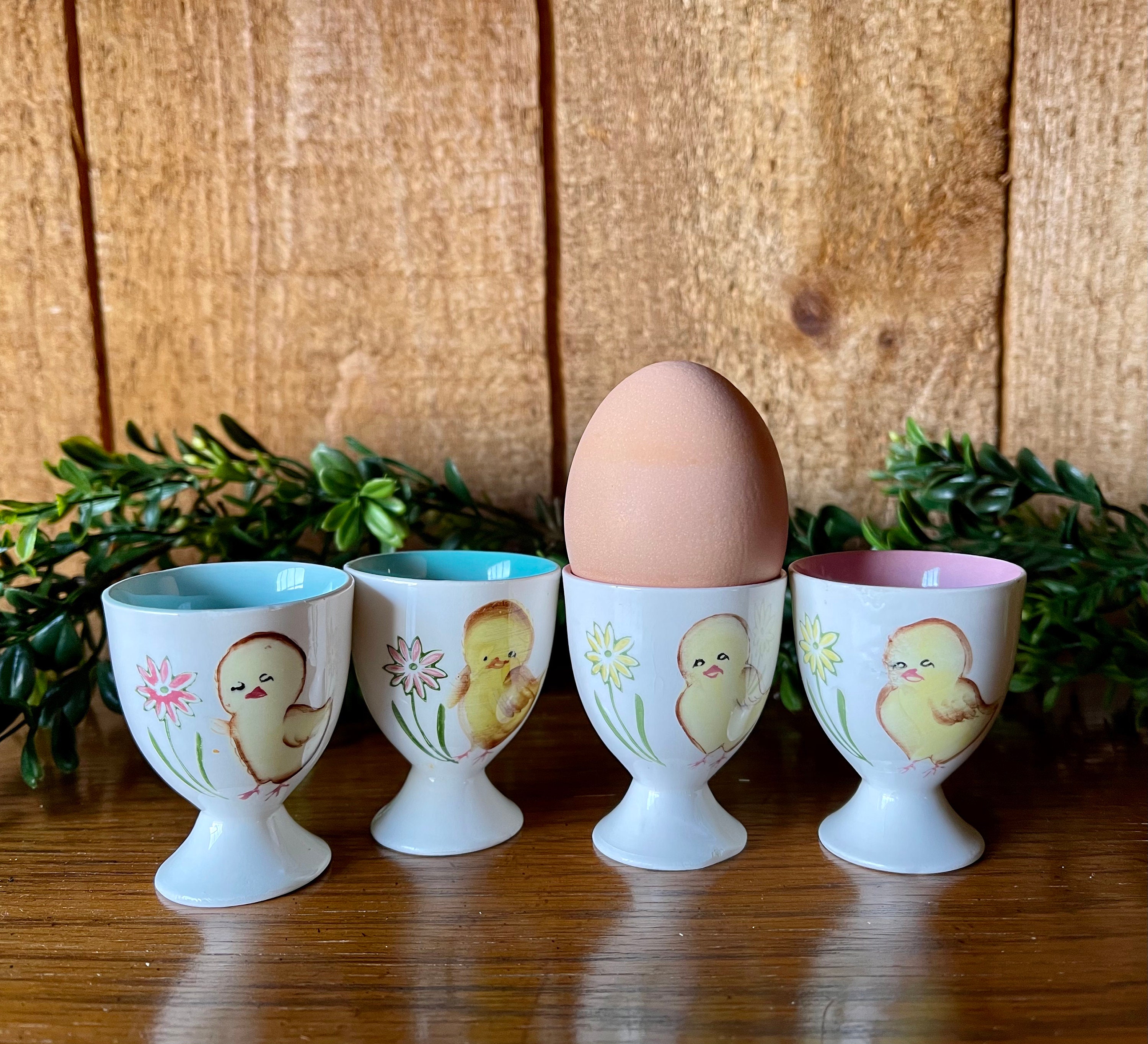 SALE/ Vintage Porcelain Egg Cups / Mid Century Hand Painted Etsy