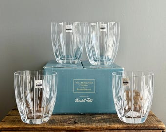 Double collection à l'ancienne en cristal de Rogaska : motif à fines rayures NIB