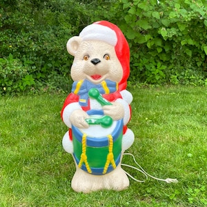 Vintage Christmas Blow Mold Bear / TPI Blow Mold Christmas Bear Drummer Boy / Ships to you or LOCAL PICKUP in Southeastern Massachusetts