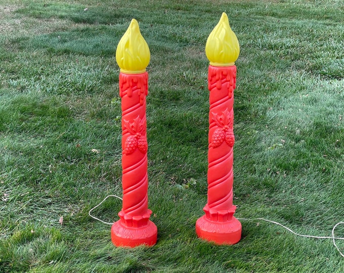 SALE / Vintage Blow Mold Christmas Candles / 1960s Poloron Blow Mold