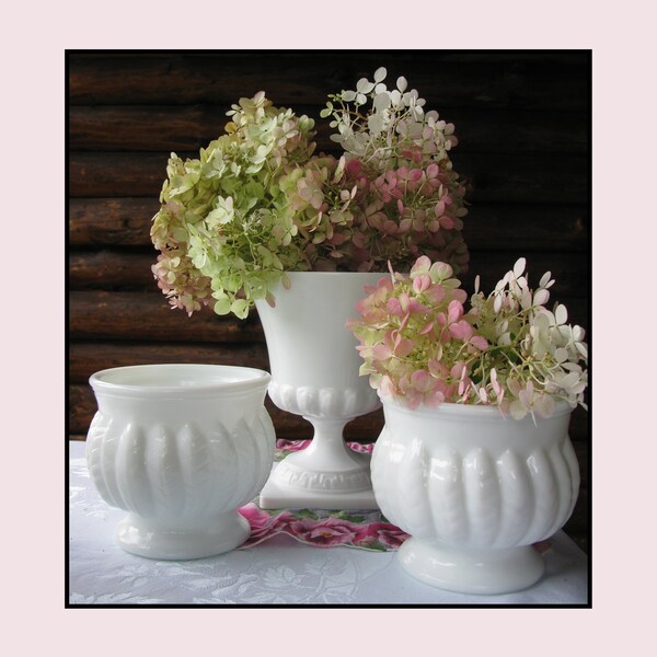 Milk Glass Planters - Vintage Trio by Randall