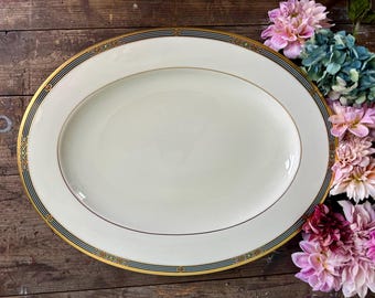 Plat de service ovale Lenox Melisandre : collection Grand Tier, accent doré
