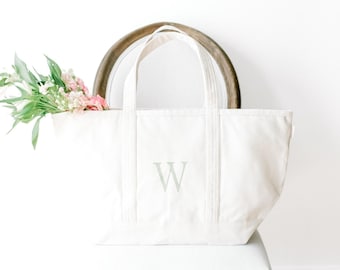 Bolsa de lona con monograma, bolsa de playa personalizada XL, regalo de boda