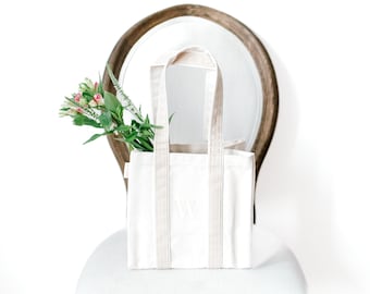 Personalized Canvas Wine Tote | Hand Painted Monogram, Bridesmaid Gift