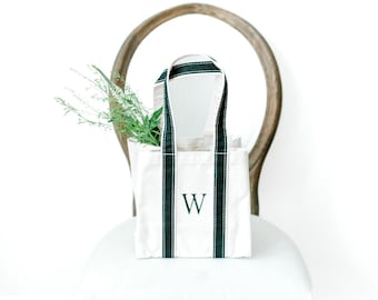 Monogrammed Canvas Wine Tote Bag | Hand Painted Bridesmaid Gift