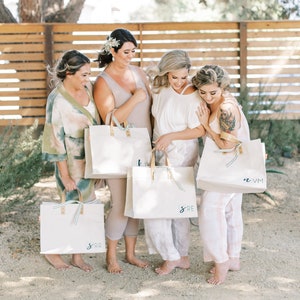 Personalized Canvas Tote Bag: Leather Handles, Hand-Painted Monogram