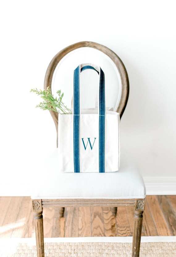 Personalized Canvas Wine Tote Bag | Hand Painted Monogram, Bridesmaid Gift