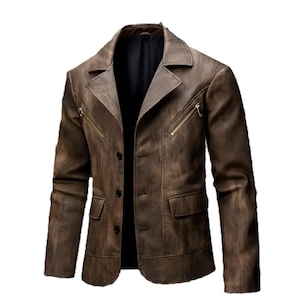 Handmade Distressed Brown Cowhide Leather Jacket: Vintage Slim Fit