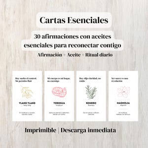 Cartas de afirmación con aceites esenciales – 30 tarjetas imprimibles | Ritual de autocuidado | Descarga digital inmediata - ESPAÑOL