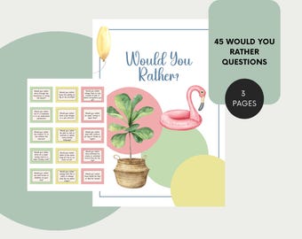 Would You Rather Game, Party Questions Game, Road Trip, Would You Rather for Family, Funny Questions Game, Instant Download Questions
