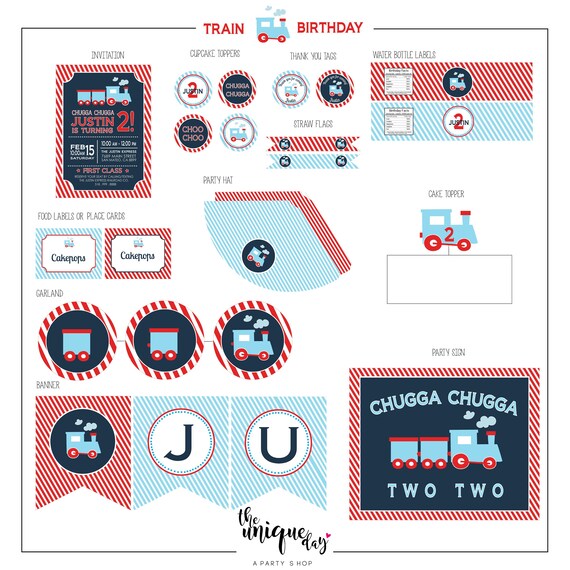 Train Birthday Party - Choo Choo train party - Train Birthday Party Package - Printable Party // TRA-01 Il_570xn