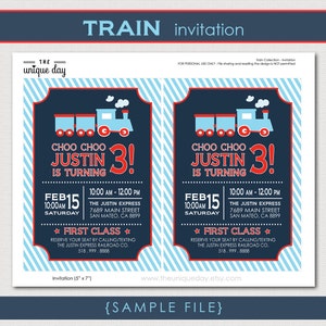 Train Invitation Printed Invitations Printable Train - Etsy