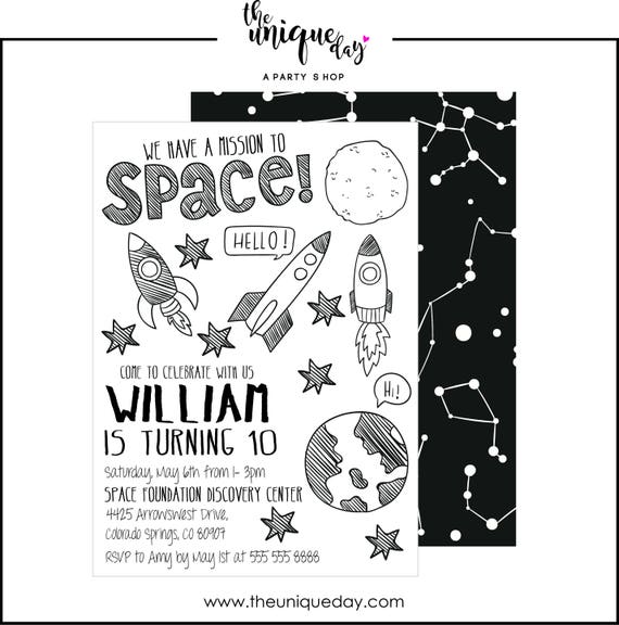 Spaceship Invitation - Space Invite - Rocket Invitation - Spaceship Party - Spaceship Birthday Party // SPA - 01 Il_570xn