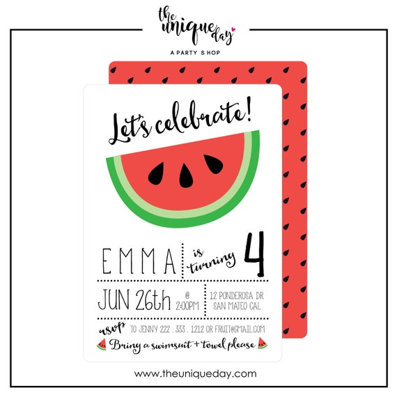 Watermelon Invitation - Watermelon Invite - Watermelon Party - Watermelon Birthday Party // UNI - 01 Il_570xn
