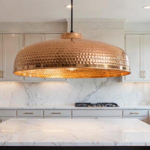 Handcrafted Hammered Copper Dome Pendant Light – Modern Moroccan Kitchen Island Lighting – Brass Interior Lamp