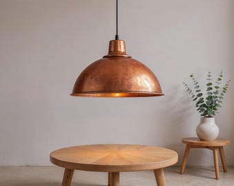 Handmade Hammered Copper Pendant Light: Moroccan Farmhouse Lighting