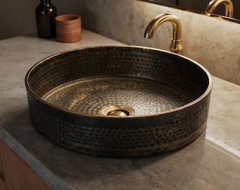 手作りの槌目銅製シンク - モロッコのハニカムボウル洗面器 - Etsy 日本