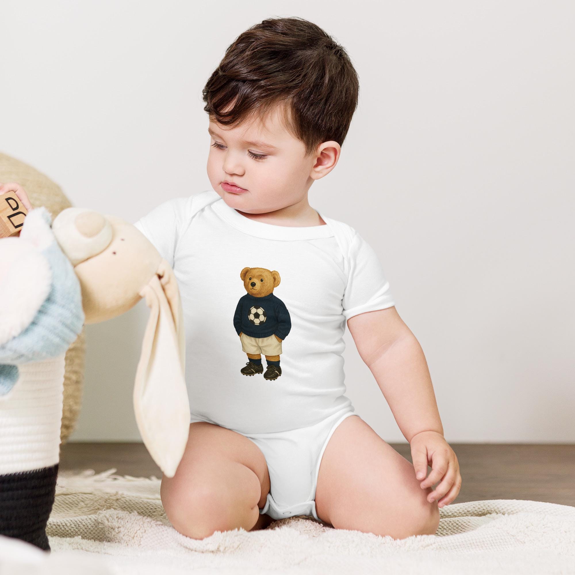 Soccer Polo Bear Onesie, Cute Baby Onesie, Cute Baby Sports Onesie, Cute Baby Shirt
