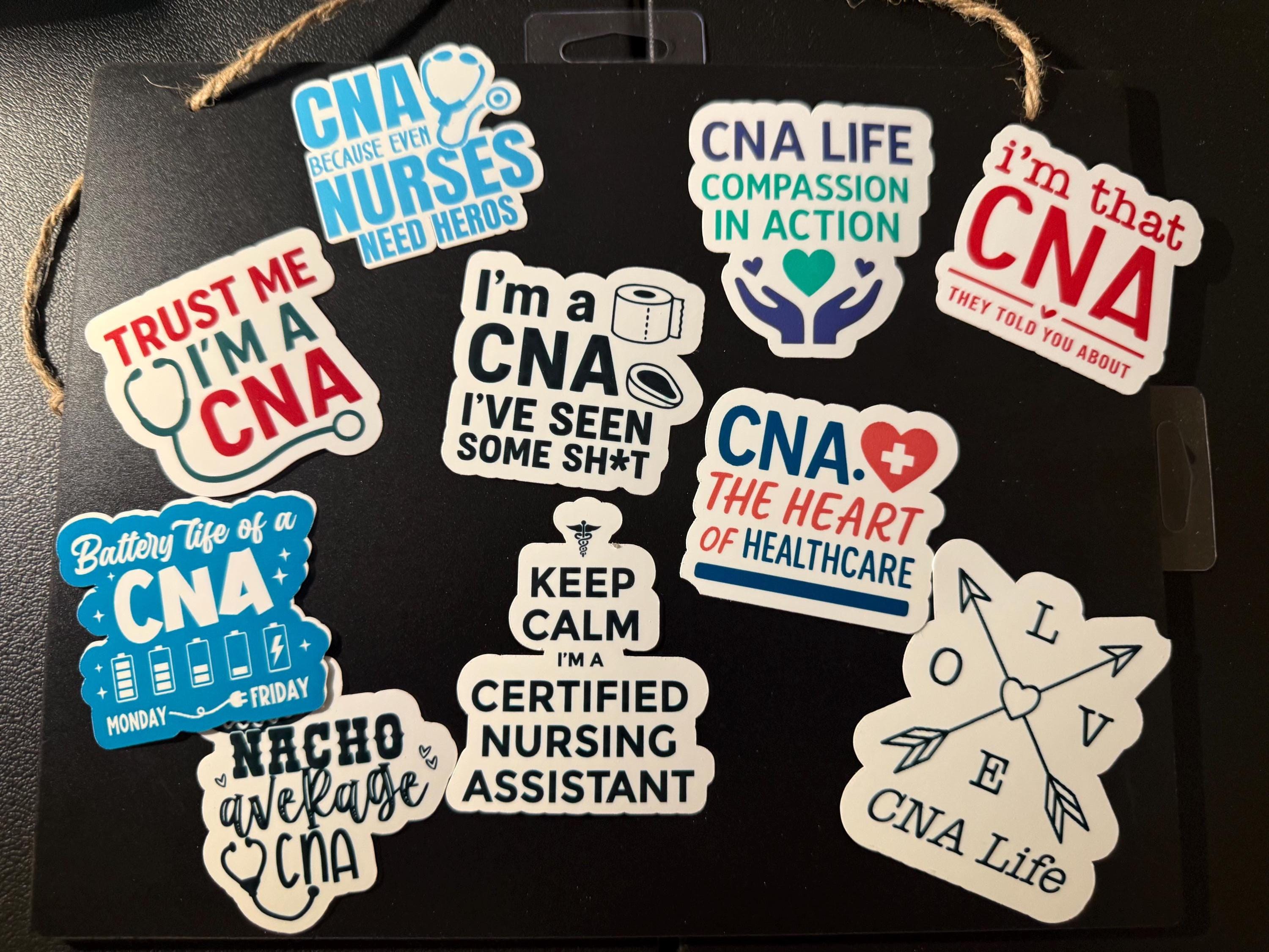 10 Pack CNA Die Cut Stickers Waterproof Vinyl, Funny Certified Nursing ...