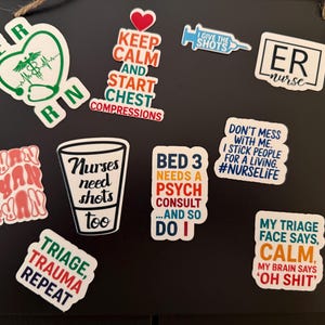 Funny ER Nurse Sticker Pack: 10 Waterproof Vinyl Stickers