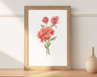 June Birth Flower - Rose Wall Art - Able to be Personalized