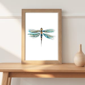 Dragonfly Watercolor Illustration, Nature Artwork, Dragonfly Art, Bug Art, Dragonfly Gifts, Insect Art, Minimalist Wall Decor
