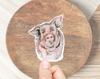 Pig Vinyl Sticker | Farm Animal Gift, Watercolor Art Sticker