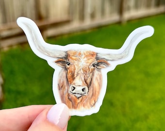 Longhorn Sticker Texas Gift for Him College Care Package Idea Animal Sticker College Sticker for Laptop Texas Sticker for Water Bottle