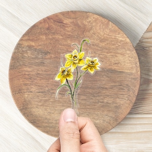 Pegatina de narciso con flores del mes de nacimiento de marzo Regalo de cumpleaños de marzo para una amiga Regalo considerado para su cumpleaños Regalo de marzo para mamá Flor amarilla