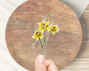 März Geburtsmonat Blumen-Narzissenaufkleber März Geburtstagsgeschenk für Freund Nachdenkliches Geschenk für sie Geburtstag März Geschenk für Mutter gelbe Blume