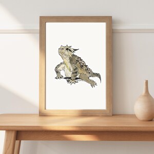 Horned Frog Decoration Horned Toad Art Original Drawing Texas Artwork Animal Watercolor TCU Gifts College Student Gift Southern Decor