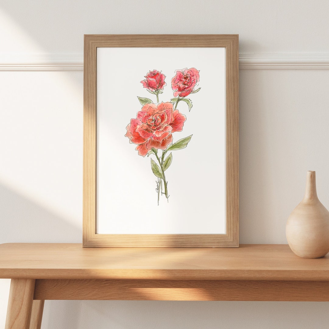 June Birth Flower - Rose Wall Art - Able to Be Personalized - Etsy