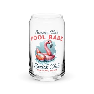 Flamingo Beer Glass Can Tumbler: Summer Vibes Pool Party Cup (16oz)