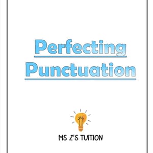 May include: A white educational resource titled "Perfecting Punctuation" with light blue text. The image includes a light bulb graphic and the text "MS Z'S TUITION". The resource is for personal and classroom use.