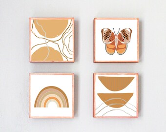 boho nature nursery prints nursery decor - boho neutral art for nursery -neutral boho rainbow butterfly nursery art blocks, rainbow nursery