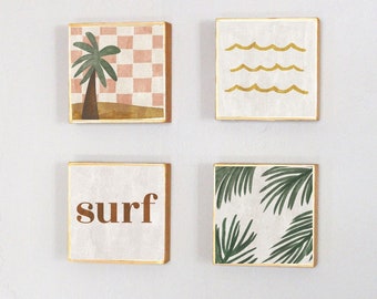 surf boho nursery decor beach nursery - surf art for nursery -neutral boho beach nursery art blocks, surf waves playroom decor