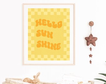 retro printable art for boho retro kid room art for hello sunshine art print boho nursery art print DIGITAL DOWNLOAD 8x10 11x14 12x16 16x20