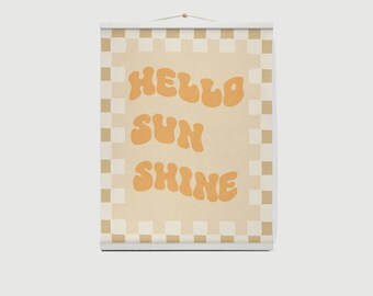 Hello Sunshine Room Decor, Hanging Canvas Sign, Boho Nursery Wall Decor, Nursery Decor, Canvas Wall Hanging, Nursery Wall Art