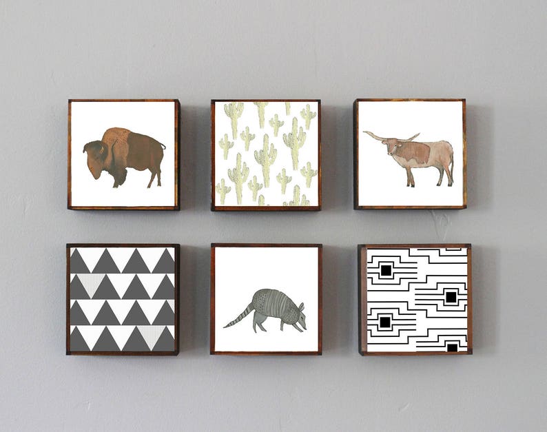 southwestern nursery art buffalo wall art animal prints gender neutral baby southwest children wall decor nursery bison, redtilestudio image 2