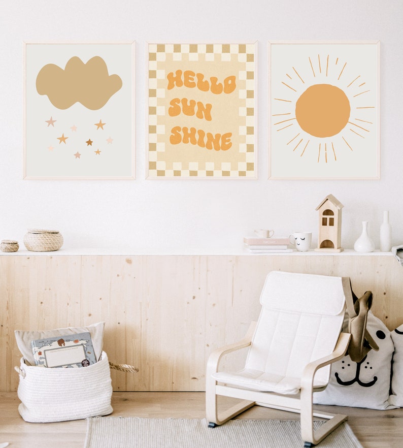 retro sun printable art for boho retro kid room art for hello sunshine art print boho nursery print DIGITAL DOWNLOAD 8x10 11x14 12x16 16x20 image 7