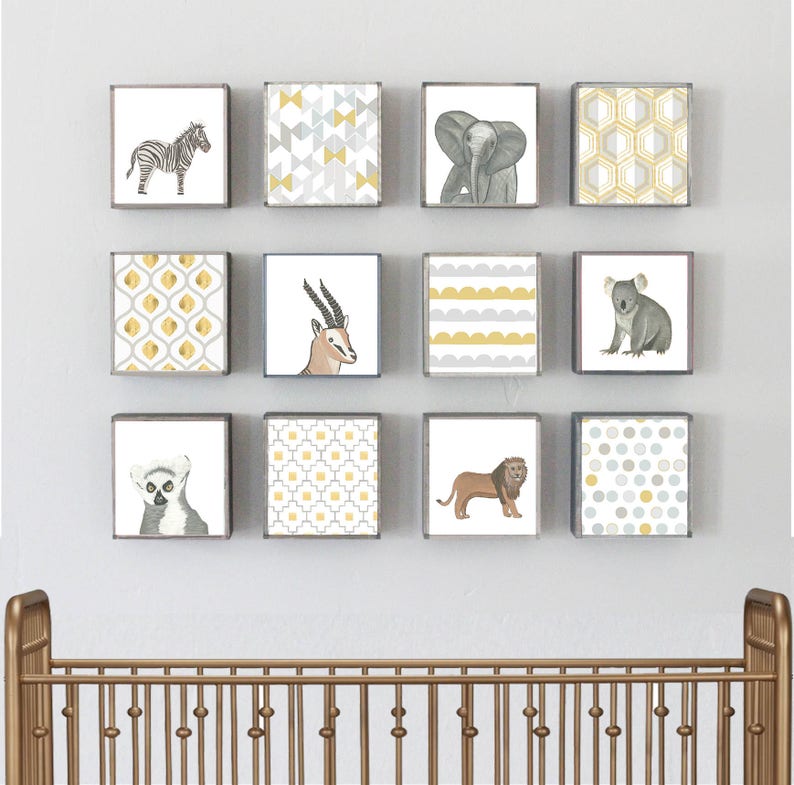Zoo Safari Jungle Nursery Decor Elephant Wall Art Nursery Etsy
