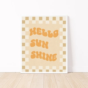 retro sun printable art for boho retro kid room art for hello sunshine art print boho nursery print DIGITAL DOWNLOAD 8x10 11x14 12x16 16x20 image 3