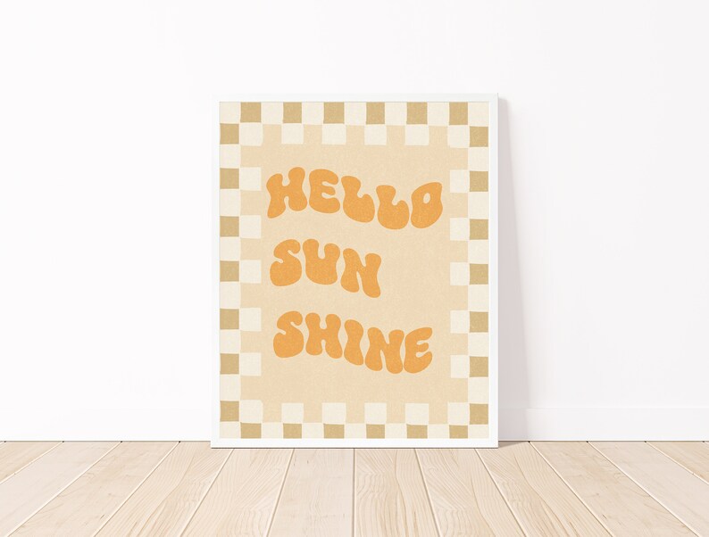 retro sun printable art for boho retro kid room art for hello sunshine art print boho nursery print DIGITAL DOWNLOAD 8x10 11x14 12x16 16x20 image 3