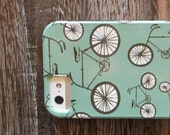 iPhone case- retro bicycle- cyclist lovers case- bike case- iPhone retro green teal case- redtilestudio